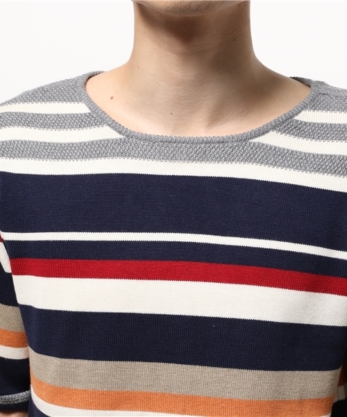 CIAOPANIC（チャオパニック）の「【Ciaopanic】　マルチボーダーC/NS/Sニット（ニット/セーター・メンズ・ネイビー/ホワイト・MEDIUM/LARGE）」の6枚目の写真