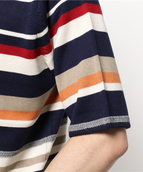 CIAOPANIC（チャオパニック）の「【Ciaopanic】　マルチボーダーC/NS/Sニット（ニット/セーター・メンズ・ネイビー/ホワイト・MEDIUM/LARGE）」の7枚目の写真