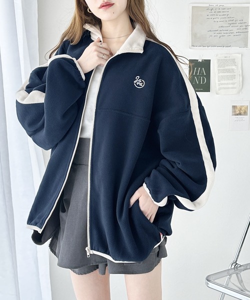 Java（ジャバ）の「《Javaジャバコラボ》大人スポーティ!ロゴ刺繍 フリーストオーバーサイズラックジャケット（スウェット・レディース・ブラウン/ブラック/アイボリー/ネイビー/オレンジ・LARGE/MEDIUM/SMALL/X-LARGE）」の6枚目の写真