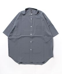 おしゃれスタ | ポリストレッチルーズフィットバンドカラー半袖シャツ【IR】(シャツ/ブラウス)