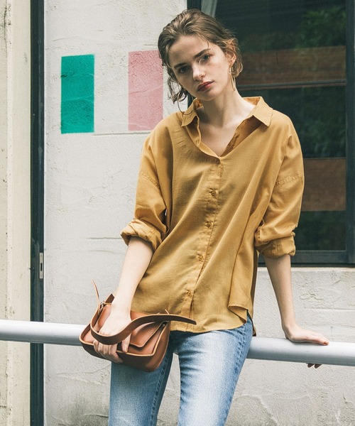 coca（coca）（コカ）の「ガーゼシャツ（シャツ/ブラウス・レディース・ブラック/ライトブルー/ホワイト/ブラウン/ピンク/ライトグリーン/グレイッシュベージュ/マスタード/パープル/ネイビー/イエロー/ライトピンク/ライトベージュ/ダークベージュ/グリーン/ラベンダー/レッド/ライトグレー/チャコール/ダークブルー/ピンク系その他/ダークブラウン/カーキ/ベージュ・M/L/S/XL）」の20枚目の写真