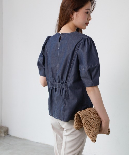 M.deux（エムドゥ）の「〈デニムブラウス〉（シャツ/ブラウス・レディース・ブルー/ネイビー・MEDIUM）」の8枚目の写真