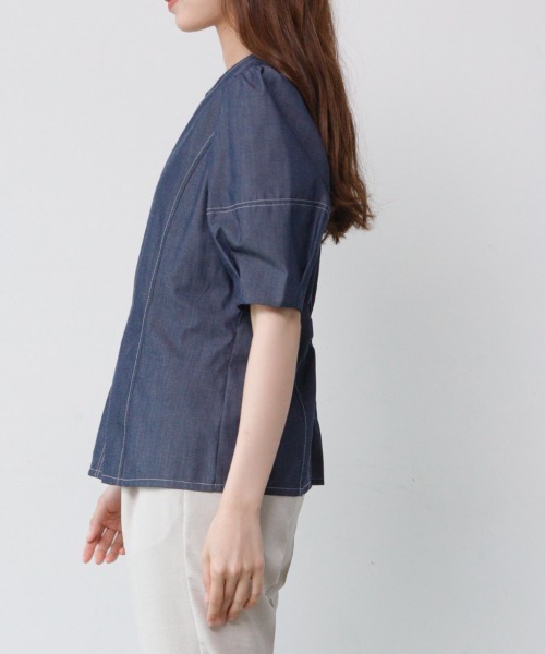 M.deux（エムドゥ）の「〈デニムブラウス〉（シャツ/ブラウス・レディース・ブルー/ネイビー・MEDIUM）」の10枚目の写真