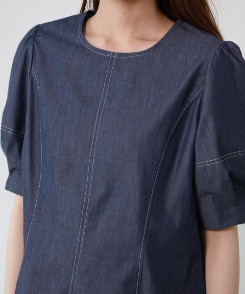 M.deux（エムドゥ）の「〈デニムブラウス〉（シャツ/ブラウス・レディース・ブルー/ネイビー・MEDIUM）」の9枚目の写真