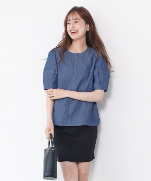 M.deux（エムドゥ）の「〈デニムブラウス〉（シャツ/ブラウス・レディース・ブルー/ネイビー・MEDIUM）」の11枚目の写真