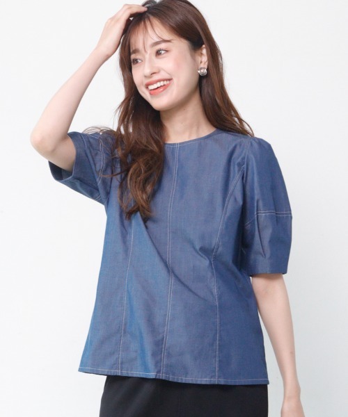 M.deux（エムドゥ）の「〈デニムブラウス〉（シャツ/ブラウス・レディース・ブルー/ネイビー・MEDIUM）」の20枚目の写真