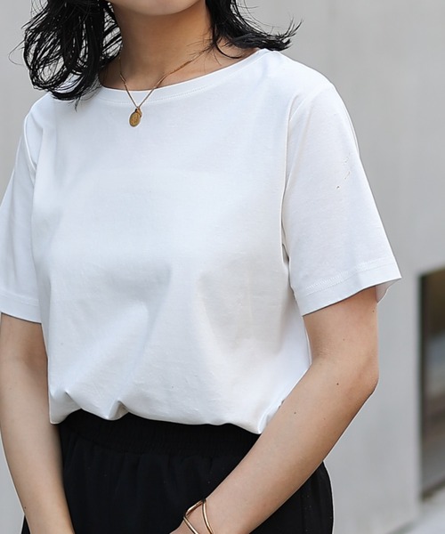 COLONY 2139（コロニートゥーワンスリーナイン）の「スマート半袖コンパクトTシャツ（Tシャツ/カットソー・レディース・ホワイト/ネイビー/ブラック/チャコールグレー・FREE）」の2枚目の写真
