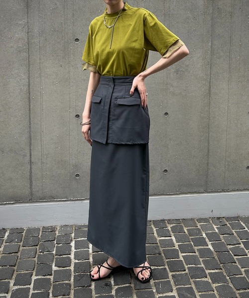 &g'aime(アンジェム)の「【&g’aime】袖シアー切替Tシャツ(Tシャツ/カットソー・レディース・ホワイト/グリーン/ブラック・FREE)」の13枚目の写真