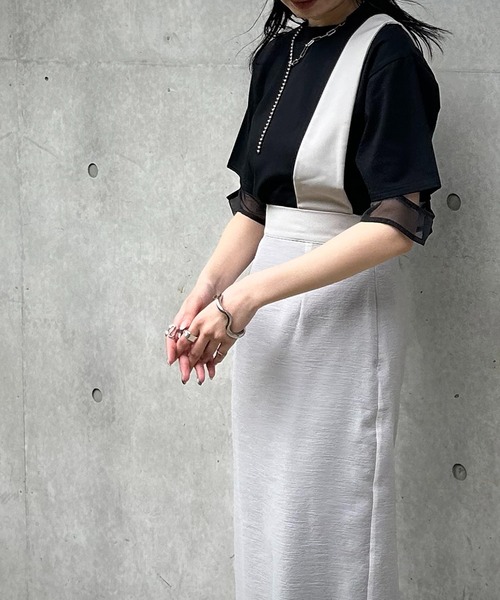 &g'aime（アンジェム）の「【&g'aime】袖シアー切替Tシャツ（T