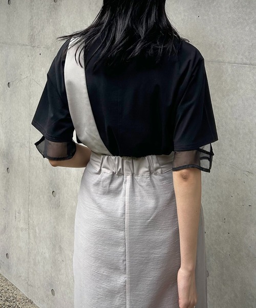 &g'aime(アンジェム)の「【&g’aime】袖シアー切替Tシャツ(Tシャツ/カットソー・レディース・ホワイト/グリーン/ブラック・FREE)」の12枚目の写真