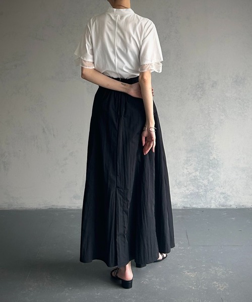 &g'aime(アンジェム)の「【&g’aime】袖シアー切替Tシャツ(Tシャツ/カットソー・レディース・ホワイト/グリーン/ブラック・FREE)」の8枚目の写真