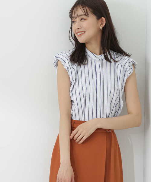 N.(N. Natural Beauty Basic)(エヌエヌナチュラルビューティーベーシック)の「◆バルーンノースリーブブラウス(シャツ/ブラウス・レディース・オフホワイト/ホワイト系その他/ネイビー/パープル系その他・MEDIUM)」の1枚目の写真