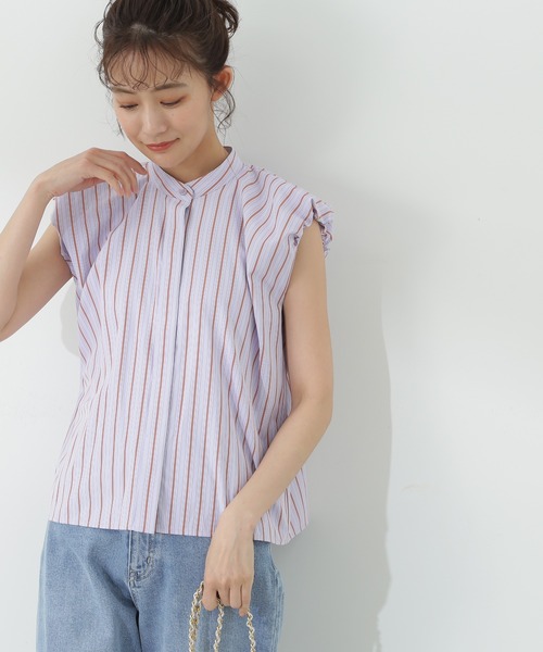 N.(N. Natural Beauty Basic)(エヌエヌナチュラルビューティーベーシック)の「◆バルーンノースリーブブラウス(シャツ/ブラウス・レディース・オフホワイト/ホワイト系その他/ネイビー/パープル系その他・MEDIUM)」の4枚目の写真