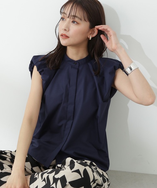 N.(N. Natural Beauty Basic)(エヌエヌナチュラルビューティーベーシック)の「◆バルーンノースリーブブラウス(シャツ/ブラウス・レディース・オフホワイト/ホワイト系その他/ネイビー/パープル系その他・MEDIUM)」の3枚目の写真