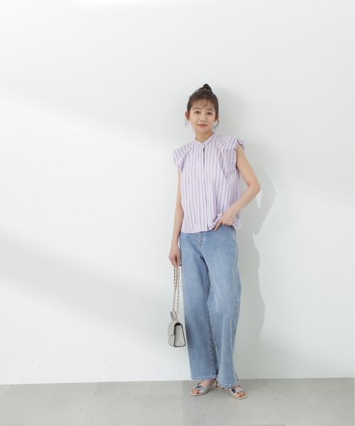 N.(N. Natural Beauty Basic)(エヌエヌナチュラルビューティーベーシック)の「◆バルーンノースリーブブラウス(シャツ/ブラウス・レディース・オフホワイト/ホワイト系その他/ネイビー/パープル系その他・MEDIUM)」の7枚目の写真