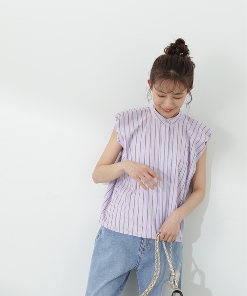 N.(N. Natural Beauty Basic)(エヌエヌナチュラルビューティーベーシック)の「◆バルーンノースリーブブラウス(シャツ/ブラウス・レディース・オフホワイト/ホワイト系その他/ネイビー/パープル系その他・MEDIUM)」の14枚目の写真