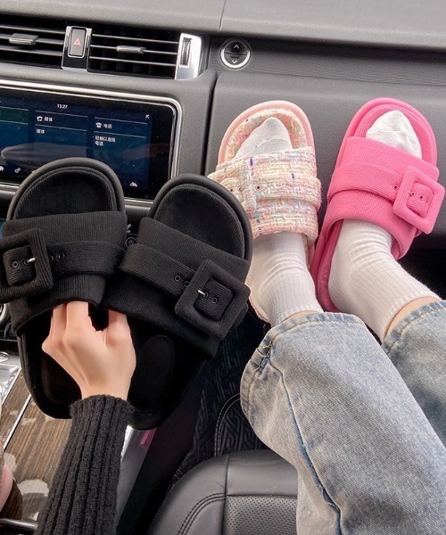 LAC-VERT（ラック・ヴェール）の「厚底ベルトスリッパサンダル（サンダル・レディース・その他1/ブラック/ピンク・L/M）」の10枚目の写真