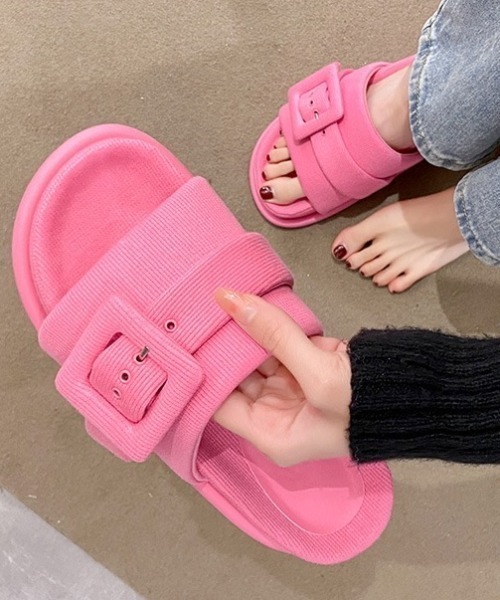 LAC-VERT（ラック・ヴェール）の「厚底ベルトスリッパサンダル（サンダル・レディース・その他1/ブラック/ピンク・L/M）」の22枚目の写真