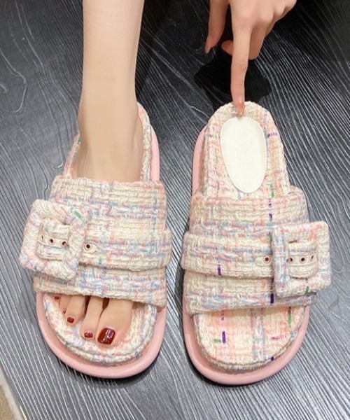 LAC-VERT（ラック・ヴェール）の「厚底ベルトスリッパサンダル（サンダル・レディース・その他1/ブラック/ピンク・L/M）」の21枚目の写真