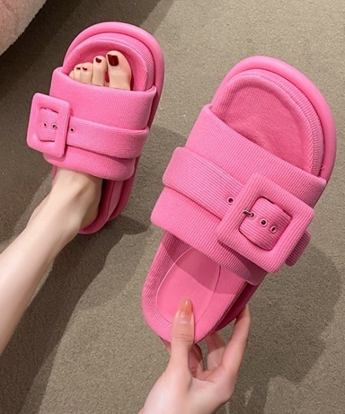 LAC-VERT（ラック・ヴェール）の「厚底ベルトスリッパサンダル（サンダル・レディース・その他1/ブラック/ピンク・L/M）」の12枚目の写真