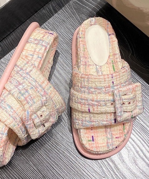 LAC-VERT（ラック・ヴェール）の「厚底ベルトスリッパサンダル（サンダル・レディース・その他1/ブラック/ピンク・L/M）」の17枚目の写真