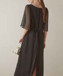 Sheer sleeve long dress