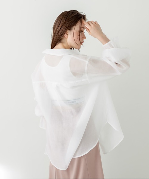 OLIVE des OLIVE（オリーブデオリーブ）の「ポケット刺繍キャンディ袖シャツ　1031040390（シャツ/ブラウス・レディース・ネイビー/ピンク/サックスブルー/オフホワイト・FREE）」の9枚目の写真