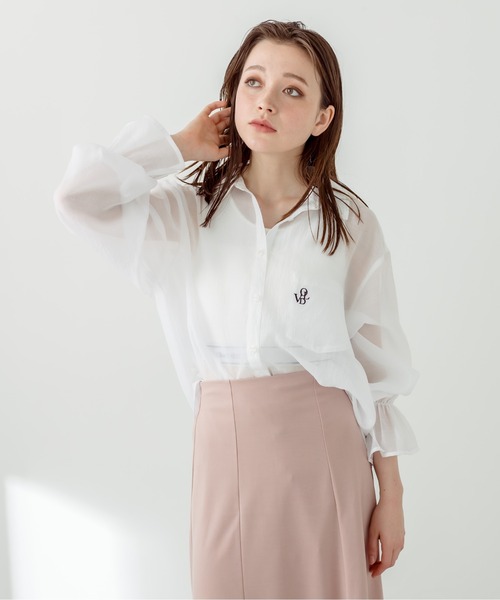 OLIVE des OLIVE（オリーブデオリーブ）の「ポケット刺繍キャンディ袖シャツ　1031040390（シャツ/ブラウス・レディース・ネイビー/ピンク/サックスブルー/オフホワイト・FREE）」の11枚目の写真