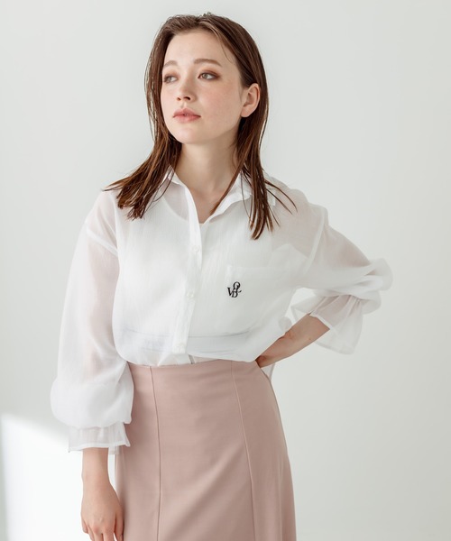 OLIVE des OLIVE（オリーブデオリーブ）の「ポケット刺繍キャンディ袖シャツ　1031040390（シャツ/ブラウス・レディース・ネイビー/ピンク/サックスブルー/オフホワイト・FREE）」の12枚目の写真