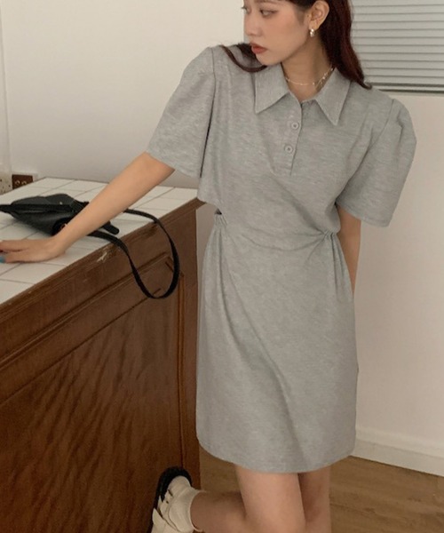 LYEON(リヨン)の「サイドカットアウトPOLOミニワンピース(ワンピース・レディース・ベージュ/グレー・FREE)」の20枚目の写真