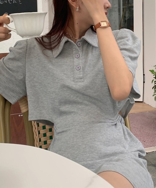LYEON(リヨン)の「サイドカットアウトPOLOミニワンピース(ワンピース・レディース・ベージュ/グレー・FREE)」の13枚目の写真