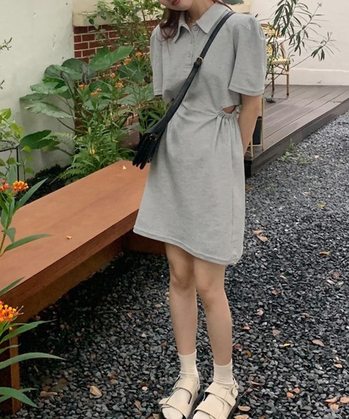 LYEON(リヨン)の「サイドカットアウトPOLOミニワンピース(ワンピース・レディース・ベージュ/グレー・FREE)」の11枚目の写真
