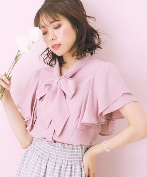 marun（マルン）の「＜大きいサイズ＞ フリルリボンタイブラウス marun（シャツ/ブラウス・レディース・ピンク/ネイビー・L/LL/3L/4L/5L）」の15枚目の写真