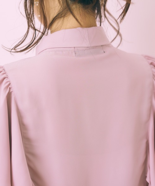 marun（マルン）の「＜大きいサイズ＞ フリルリボンタイブラウス marun（シャツ/ブラウス・レディース・ピンク/ネイビー・L/LL/3L/4L/5L）」の4枚目の写真