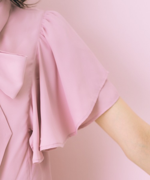 marun（マルン）の「＜大きいサイズ＞ フリルリボンタイブラウス marun（シャツ/ブラウス・レディース・ピンク/ネイビー・L/LL/3L/4L/5L）」の12枚目の写真