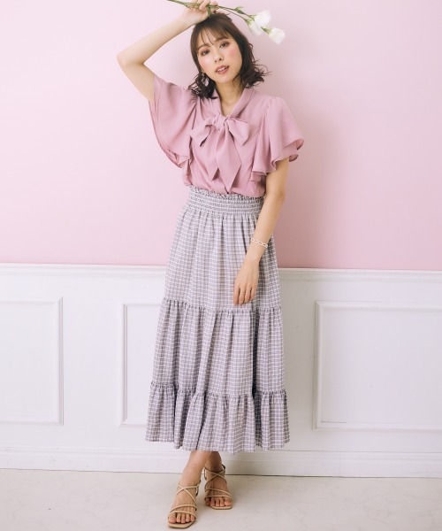 marun（マルン）の「＜大きいサイズ＞ フリルリボンタイブラウス marun（シャツ/ブラウス・レディース・ピンク/ネイビー・L/LL/3L/4L/5L）」の14枚目の写真