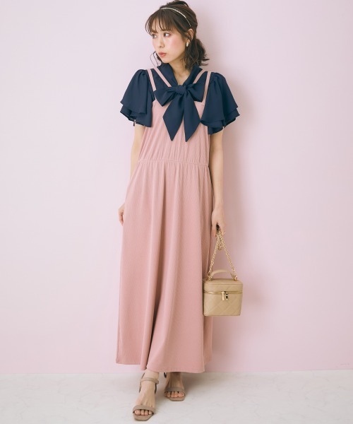 marun（マルン）の「＜大きいサイズ＞ フリルリボンタイブラウス marun（シャツ/ブラウス・レディース・ピンク/ネイビー・L/LL/3L/4L/5L）」の11枚目の写真