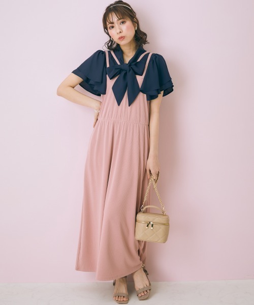 marun（マルン）の「＜大きいサイズ＞ フリルリボンタイブラウス marun（シャツ/ブラウス・レディース・ピンク/ネイビー・L/LL/3L/4L/5L）」の13枚目の写真