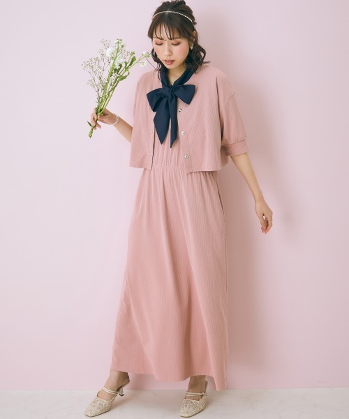 marun（マルン）の「＜大きいサイズ＞ フリルリボンタイブラウス marun（シャツ/ブラウス・レディース・ピンク/ネイビー・L/LL/3L/4L/5L）」の16枚目の写真