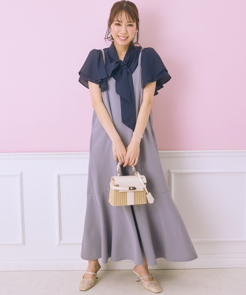 marun（マルン）の「＜大きいサイズ＞ フリルリボンタイブラウス marun（シャツ/ブラウス・レディース・ピンク/ネイビー・L/LL/3L/4L/5L）」の10枚目の写真