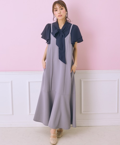 marun（マルン）の「＜大きいサイズ＞ フリルリボンタイブラウス marun（シャツ/ブラウス・レディース・ピンク/ネイビー・L/LL/3L/4L/5L）」の6枚目の写真