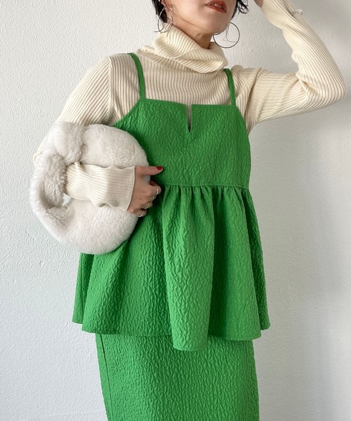wee9s（ウィークス）の「non non iron emboss cami / アイロン不要なエンボスキャミ（ベスト・レディース・グリーン/ホワイト/ブラック・FREE）」の11枚目の写真