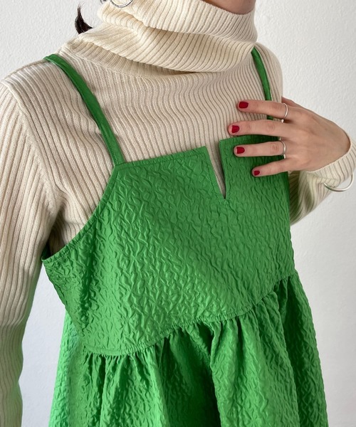 wee9s（ウィークス）の「non non iron emboss cami / アイロン不要なエンボスキャミ（ベスト・レディース・グリーン/ホワイト/ブラック・FREE）」の8枚目の写真