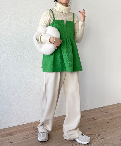 wee9s（ウィークス）の「non non iron emboss cami / アイロン不要なエンボスキャミ（ベスト・レディース・グリーン/ホワイト/ブラック・FREE）」の19枚目の写真