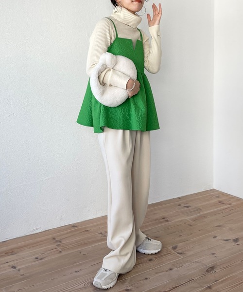 wee9s（ウィークス）の「non non iron emboss cami / アイロン不要なエンボスキャミ（ベスト・レディース・グリーン/ホワイト/ブラック・FREE）」の15枚目の写真