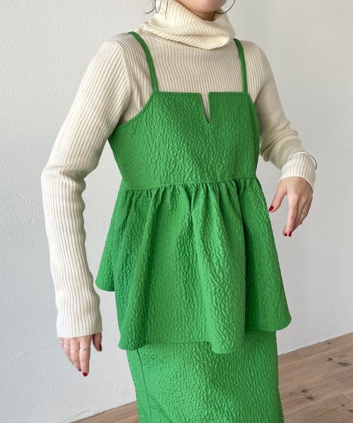 wee9s（ウィークス）の「non non iron emboss cami / アイロン不要なエンボスキャミ（ベスト・レディース・グリーン/ホワイト/ブラック・FREE）」の22枚目の写真