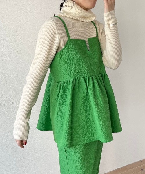 wee9s（ウィークス）の「non non iron emboss cami / アイロン不要なエンボスキャミ（ベスト・レディース・グリーン/ホワイト/ブラック・FREE）」の21枚目の写真