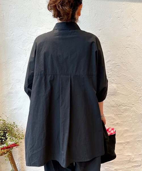 JOURNAL STANDARD LUXE（ジャーナルスタンダード　ラックス）の「タイプワッシャー ワイドシャツ（シャツ/ブラウス・レディース・ホワイト/ブラック・FREE）」の4枚目の写真