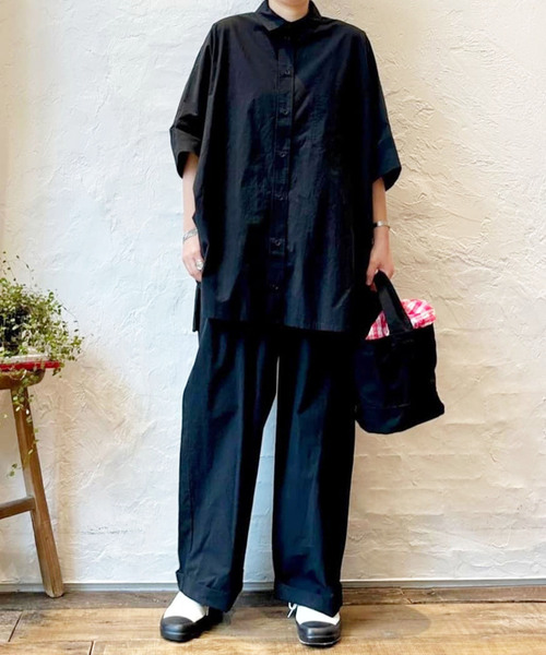 JOURNAL STANDARD LUXE（ジャーナルスタンダード　ラックス）の「タイプワッシャー ワイドシャツ（シャツ/ブラウス・レディース・ホワイト/ブラック・FREE）」の5枚目の写真