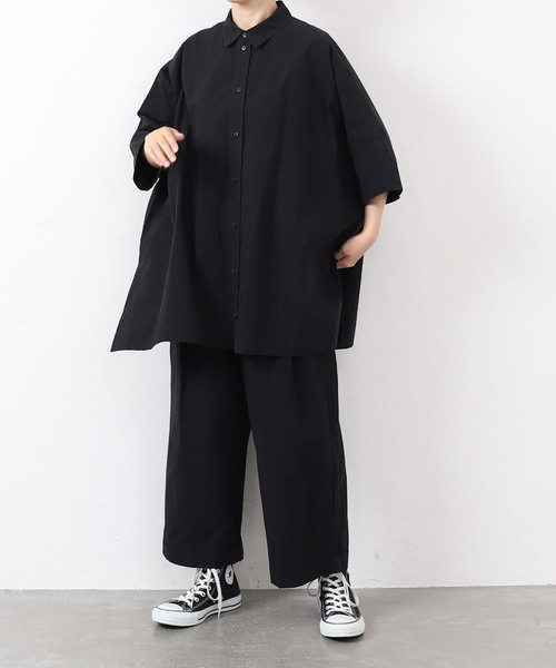 JOURNAL STANDARD LUXE（ジャーナルスタンダード　ラックス）の「タイプワッシャー ワイドシャツ（シャツ/ブラウス・レディース・ホワイト/ブラック・FREE）」の8枚目の写真